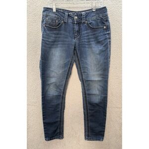 Seven7 Jeans Womens 6 Blue Skinny Stretch Distressed Whiskered Denim Preppy